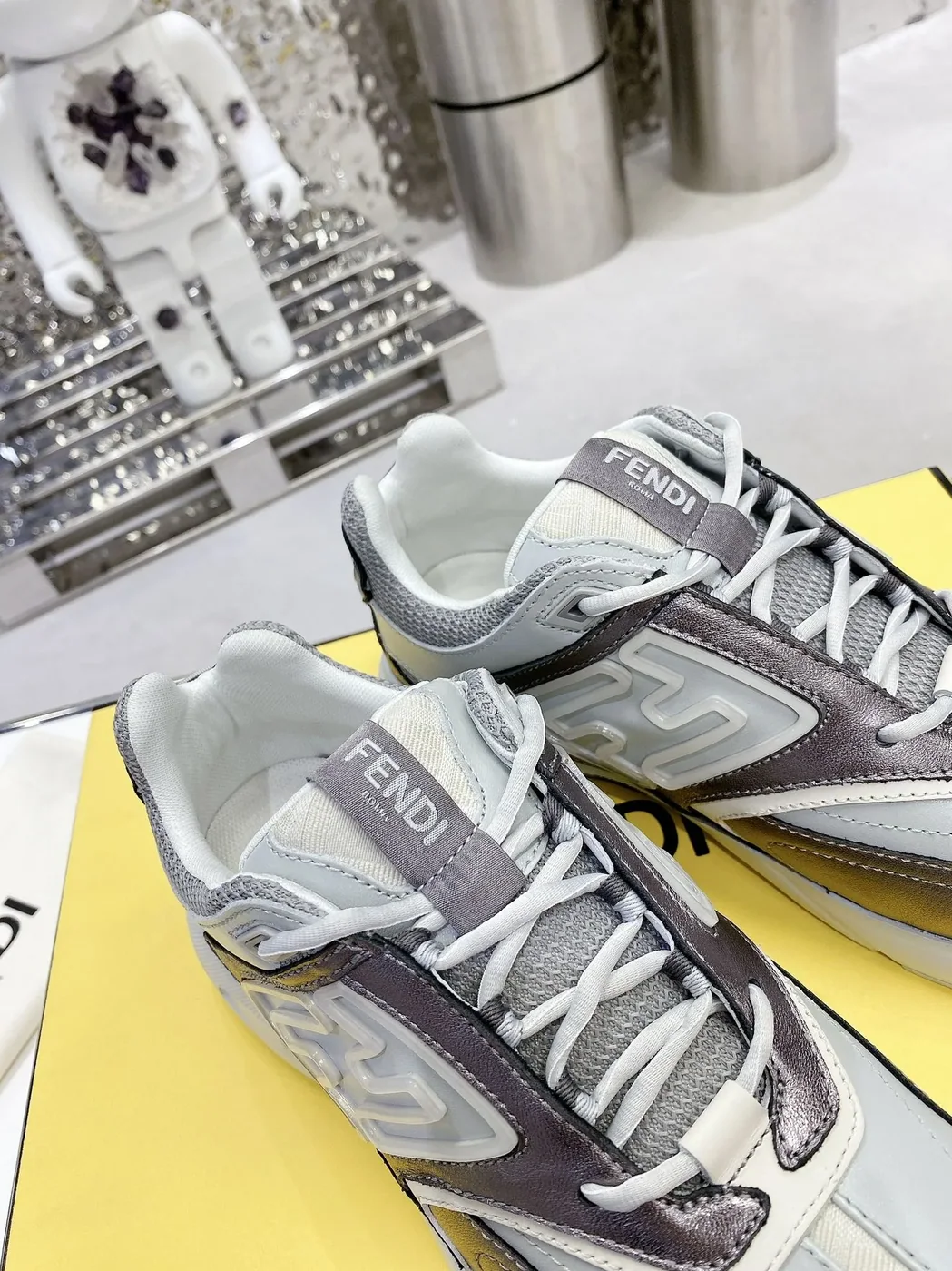 Fendi FD Fendi Faster Low-Tops Sneakers Grey 7E1555AKX4F1ICJ Fendi FD Fendi Faster Low-Tops Sneakers Grey 7E1555AKX4F1ICJ