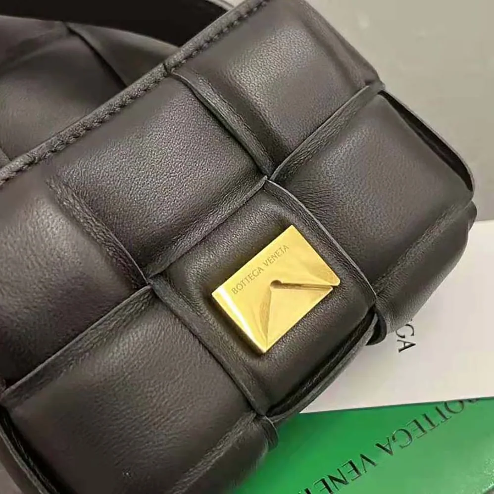 Bottega Veneta Candy Padded Cassette Mini Padded Intreccio Leather Cross-Body Bag for Women in Black