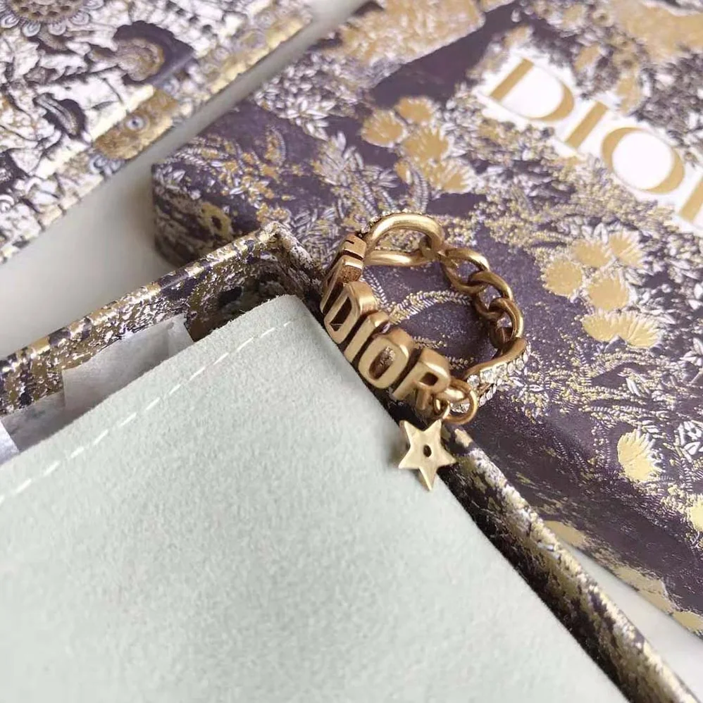 Dior J'Adior Ring Antique Gold-Finish Metal and White Crystals for Women Dior J'Adior Ring Antique Gold-Finish Metal and White Crystals for Women