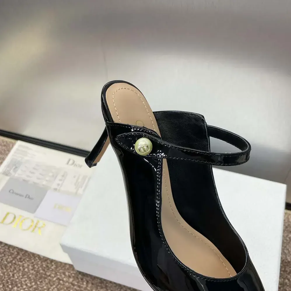 Dior Jolie Dior Heeled Mule Black Patent Calfskin for Women Dior Jolie Dior Heeled Mule Black Patent Calfskin for Women