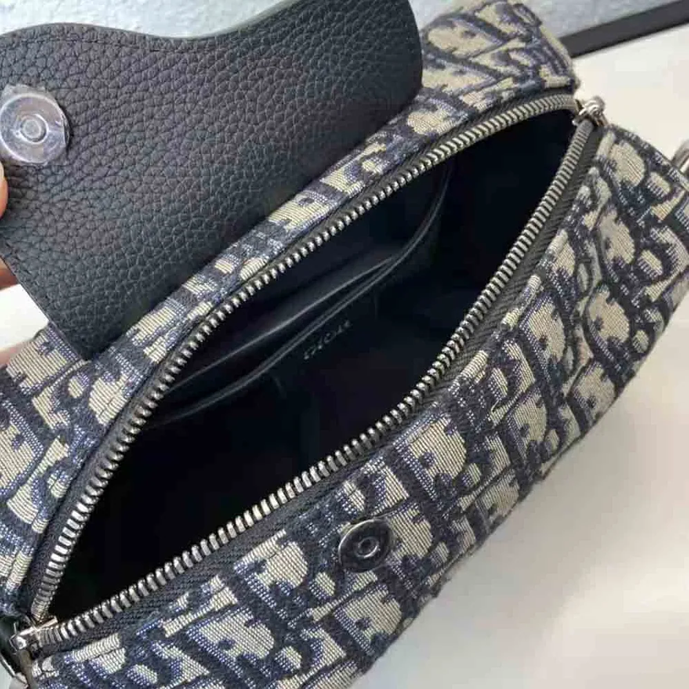Dior Lingot 22 Bag Beige and Black Dior Oblique Jacquard for Men