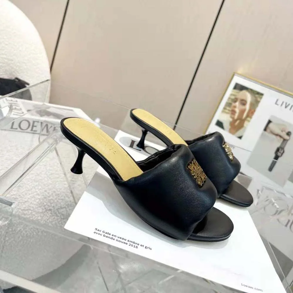 Loewe Anagram Padded Mule in Lambskin for Women in Black Loewe Anagram Padded Mule in Lambskin for Women in Black