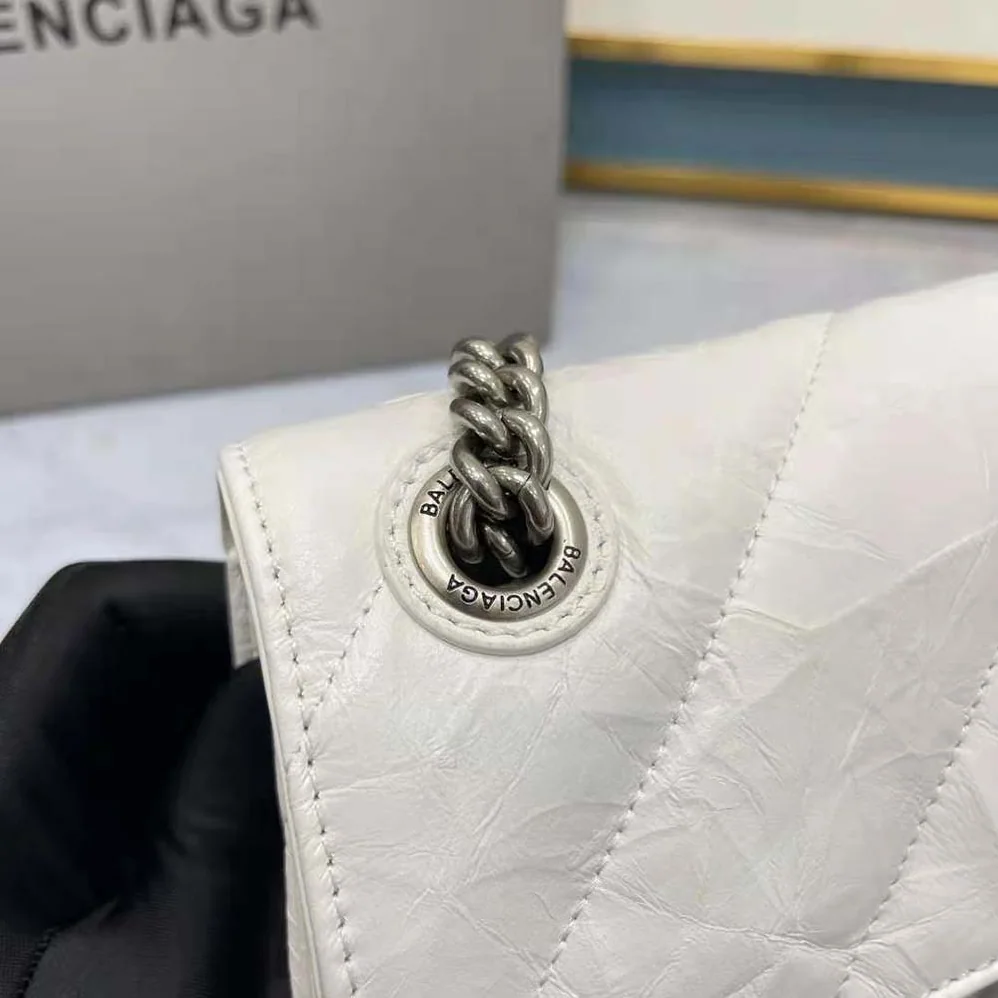 Balenciaga Crush Small Chain Bag Quilted in Optic White for Women Balenciaga Crush Small Chain Bag Quilted in Optic White for Women