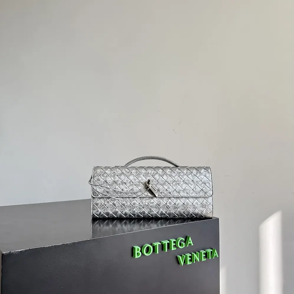 Bottega Veneta Andiamo Clutch for Women in Silver