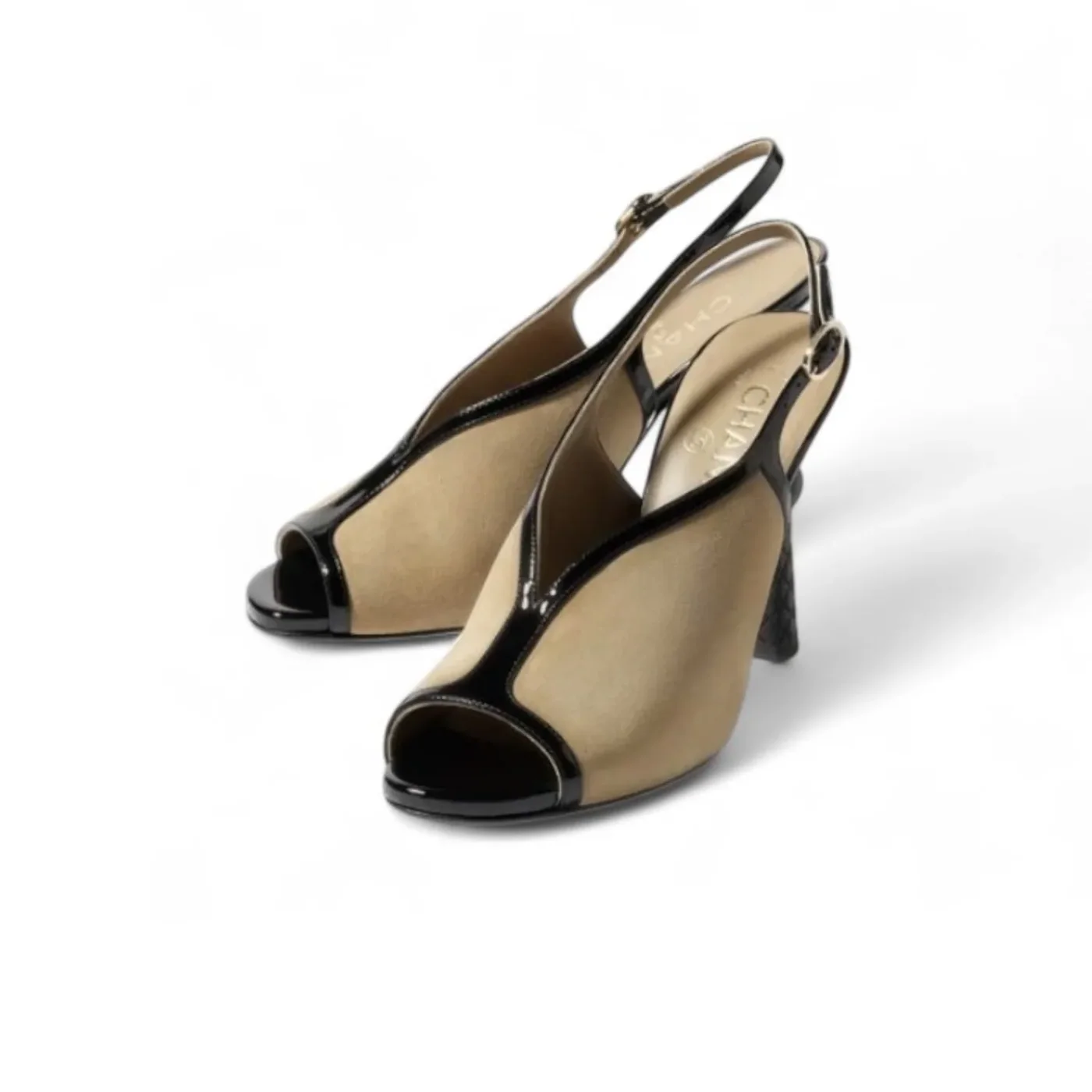 Chanel Suede Sandals Beige/Black --U1768