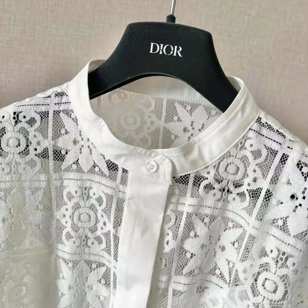 Dior Blouse Ecru Technical Cotton Lace for Women Dior Blouse Ecru Technical Cotton Lace for Women