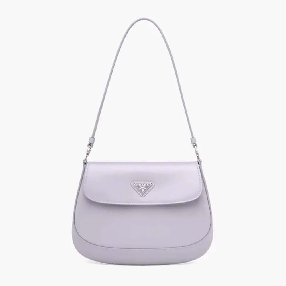 Prada Cleo Brushed Leather Shoulder Bag with Flap for Women in Purple Prada Cleo Brushed Leather Shoulder Bag with Flap for Women in Purple