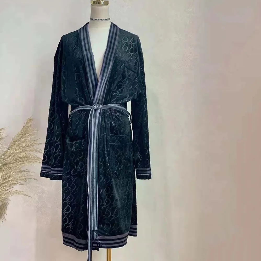 Dior Unisize Oblique Bathrobe In Terry Cotton Jacquard for Men in Black