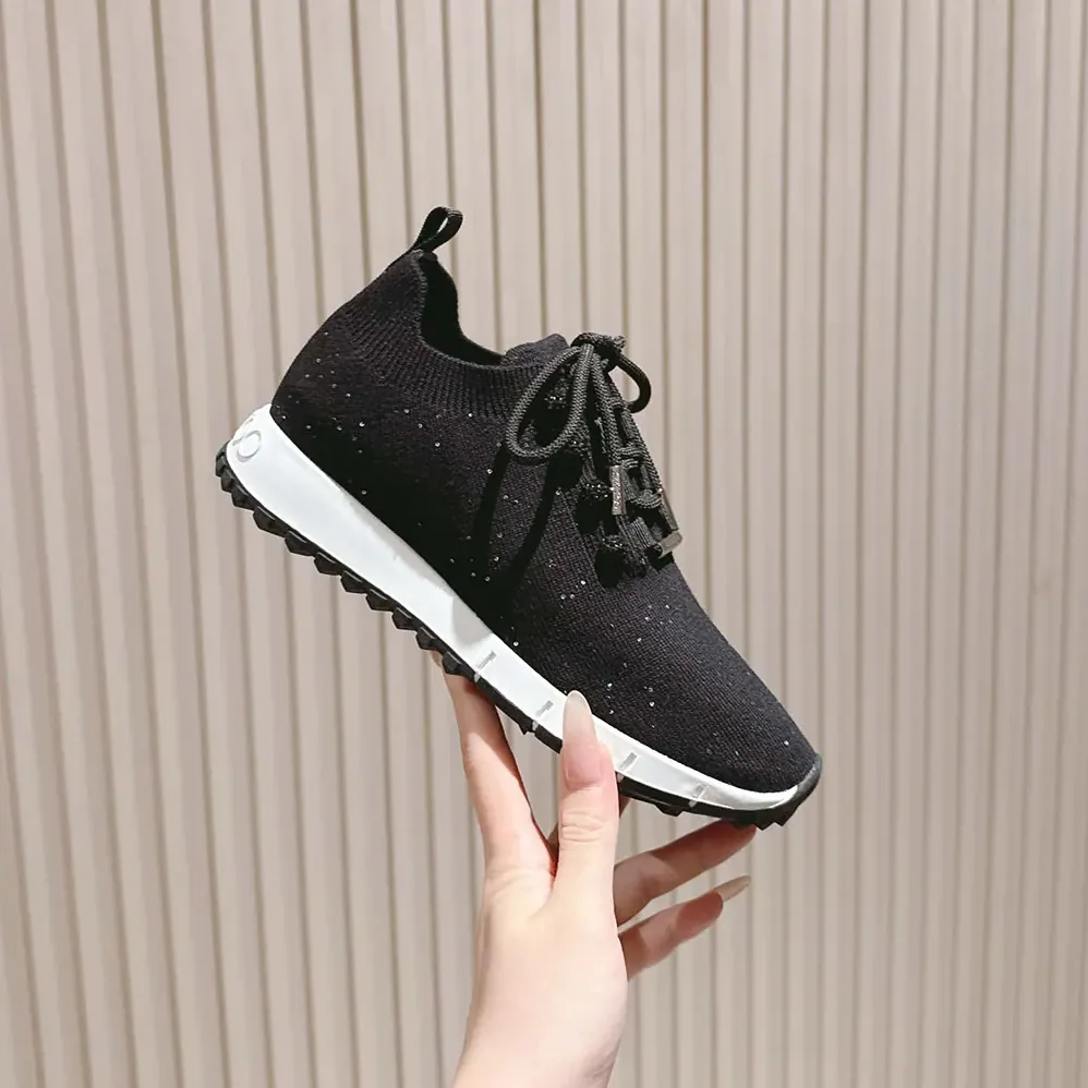 Jimmy Choo Veles Black Sequin Knit Trainers for Women
