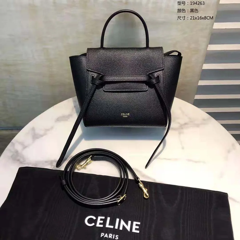 Celine Pico Belt Bag in Grained Calfskin for Women in Black