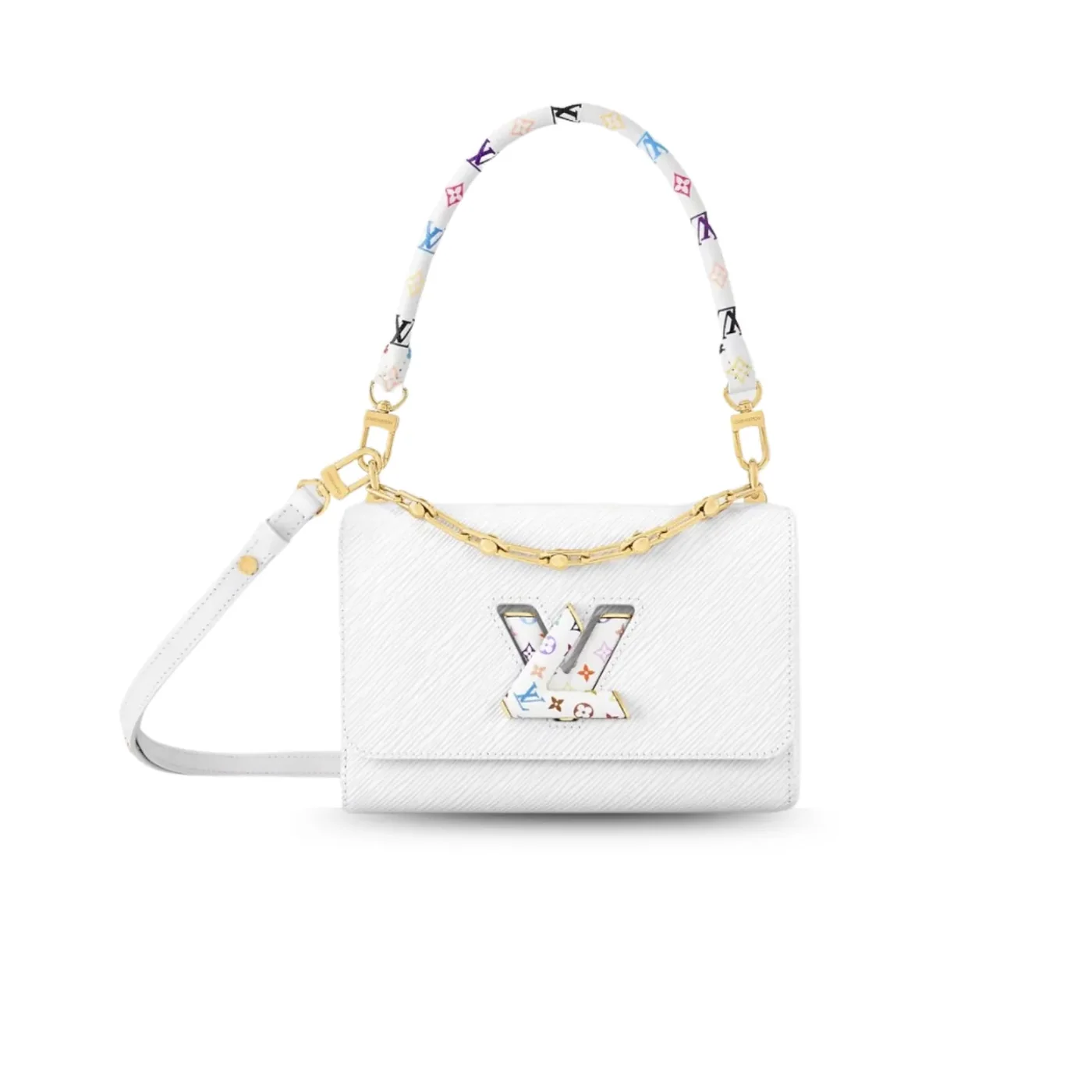 Louis Vuitton LV x TM Twist MM Slim Handbag White / Louis Vuitton LV x TM Twist MM Slim Handbag White /