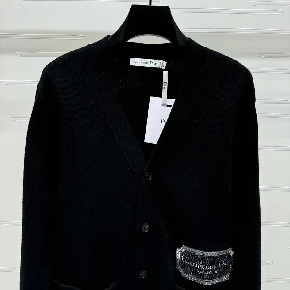 Dior Christian Dior Couture Cardigan Black Cashmere Jersey for Women Dior Christian Dior Couture Cardigan Black Cashmere Jersey for Women