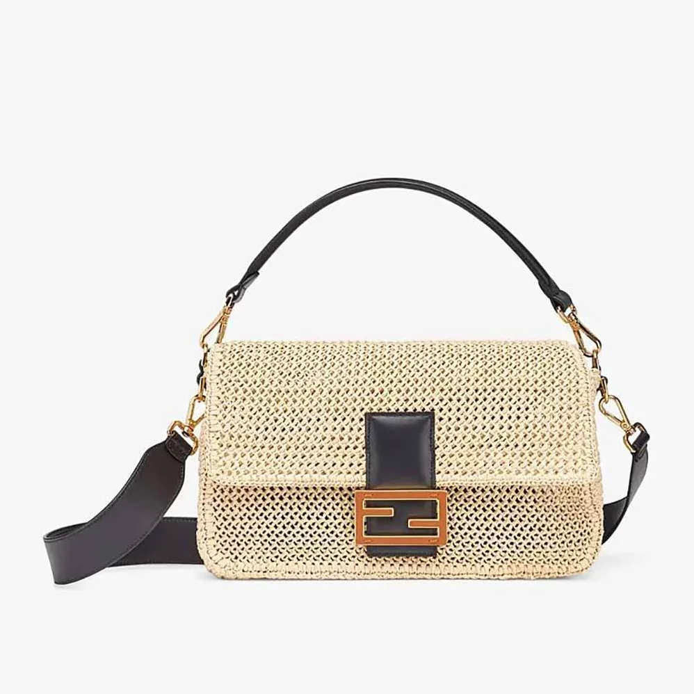 Fendi Baguette Large Natural Straw Bag for Women Fendi Baguette Large Natural Straw Bag for Women