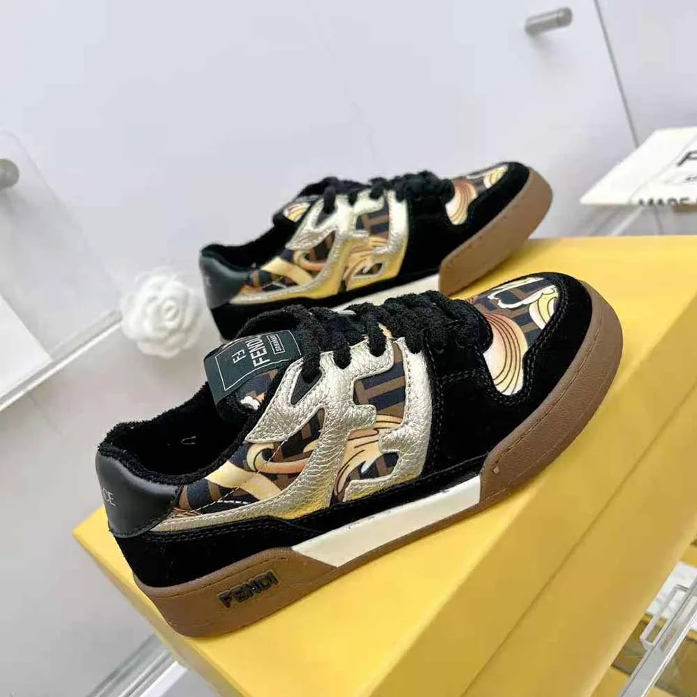 Fendi Match Fendace Black Suede Low for Unisex in Tops
