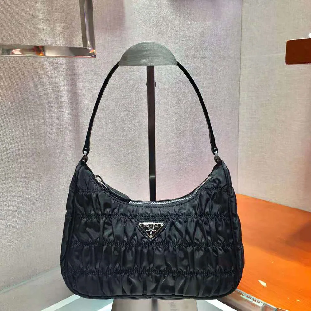 Prada Nylon and Saffiano Leather Mini Bag for Women in Black Prada Nylon and Saffiano Leather Mini Bag for Women in Black