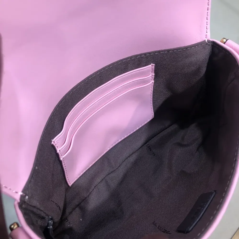 Fendi Baguette Mini Pink Nappa Leather Bag with FF Motif for Women