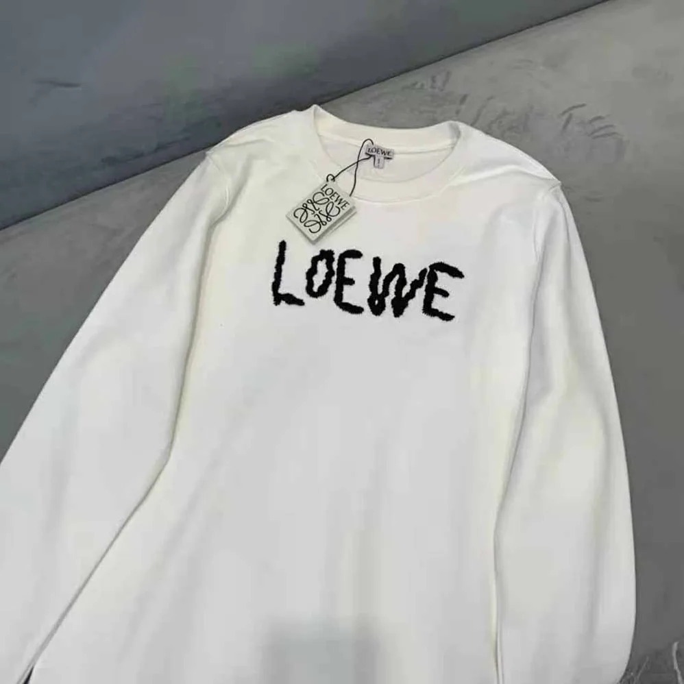 Loewe Embroidered Sweatshirt in Cotton for Women in White Loewe Embroidered Sweatshirt in Cotton for Women in White
