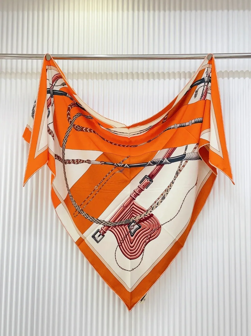 Hermes Clic-Clac Triangle Scarf Orange Cuit 03