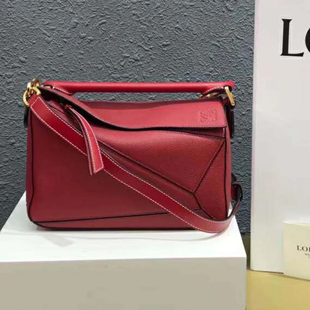 Loewe Puzzle Small Bag in Classic Calf Leather for Women in Red Loewe Puzzle Small Bag in Classic Calf Leather for Women in Red