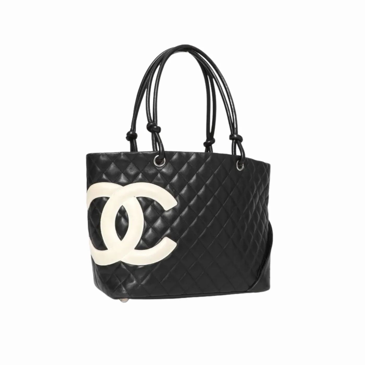 Chanel Cambon Ligne Large Tote Bag in Black/ White Silver Hardware