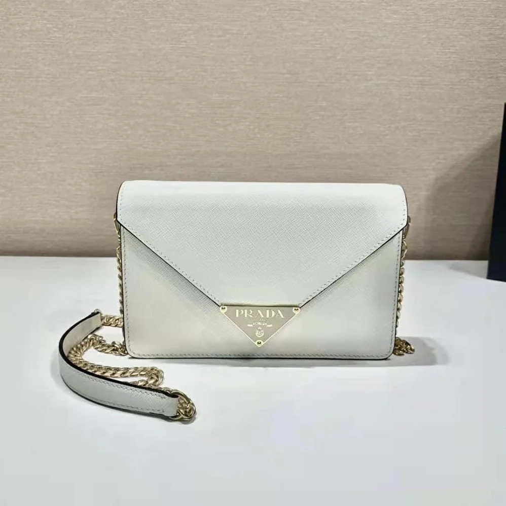 Prada Saffiano Leather Shoulder Bag for Women in White Prada Saffiano Leather Shoulder Bag for Women in White