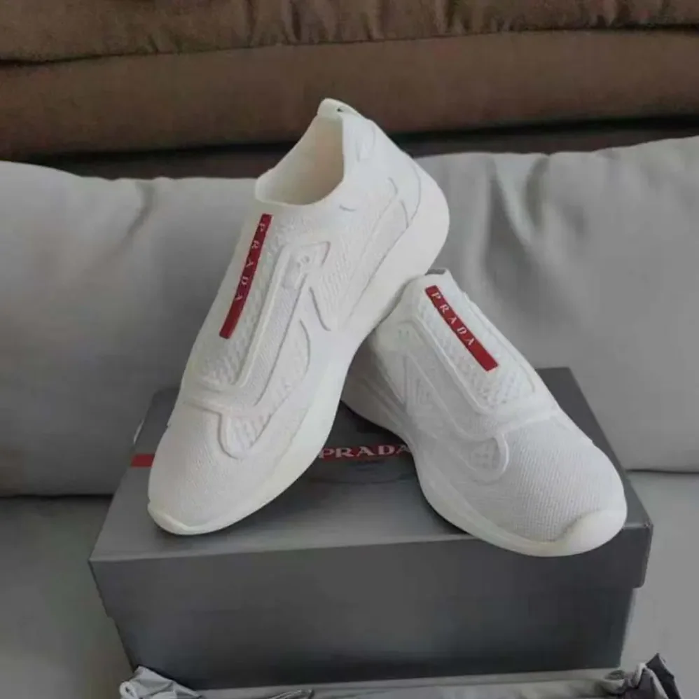 Prada Americas Cup Knit Slip-On for Men in White