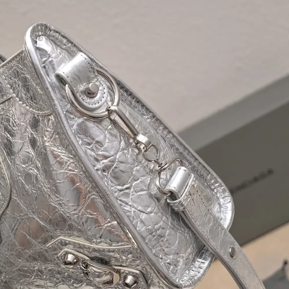Balenciaga Le City Medium Bag Metallized in Silver for Women