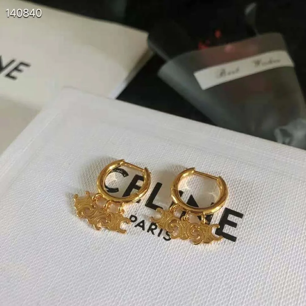 Celine Triomphe Trio Hoops in Brass with Gold Finishgold for Women Celine Triomphe Trio Hoops in Brass with Gold Finishgold for Women
