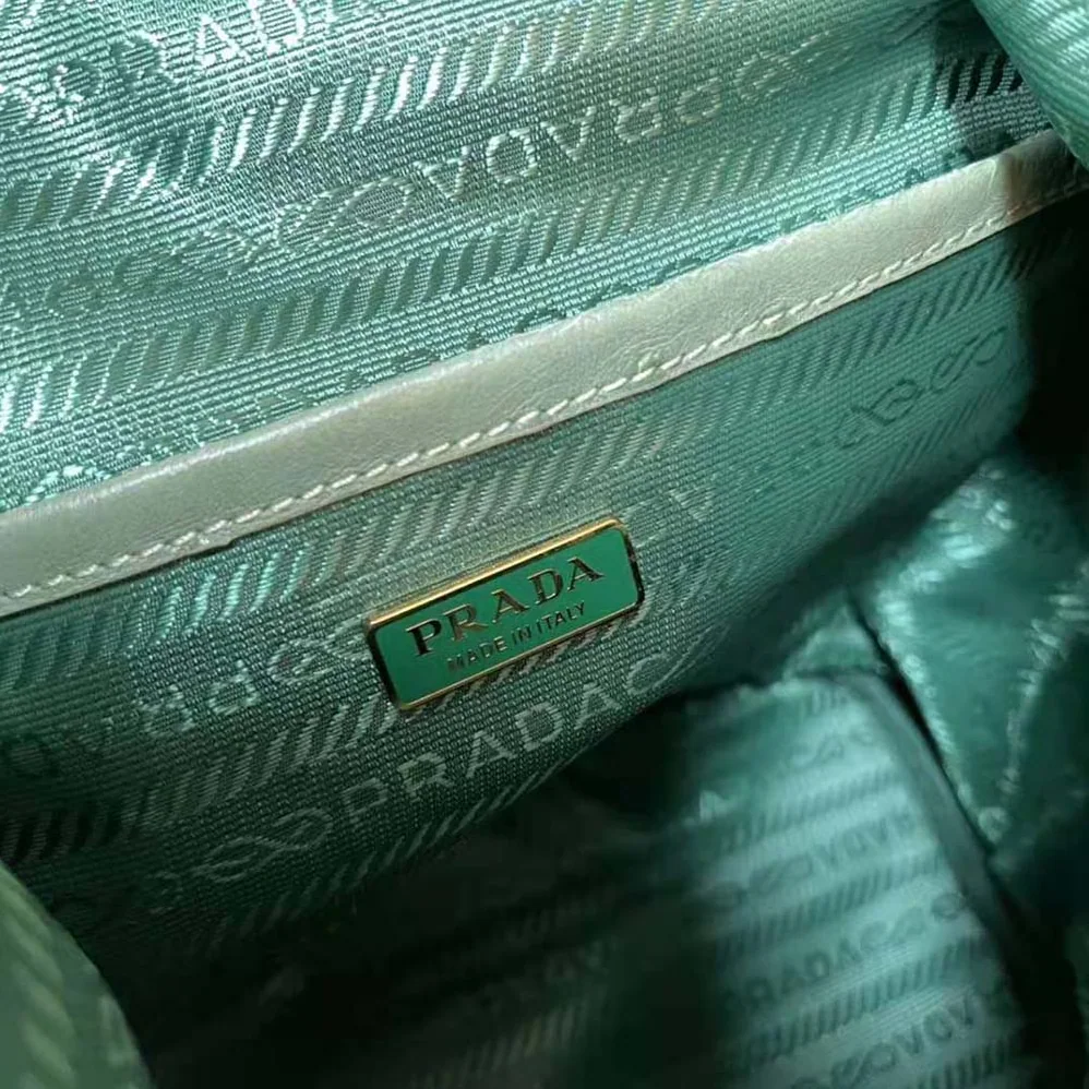 Prada Re-Nylon and Ostrich Leather Backpack for Women in Green