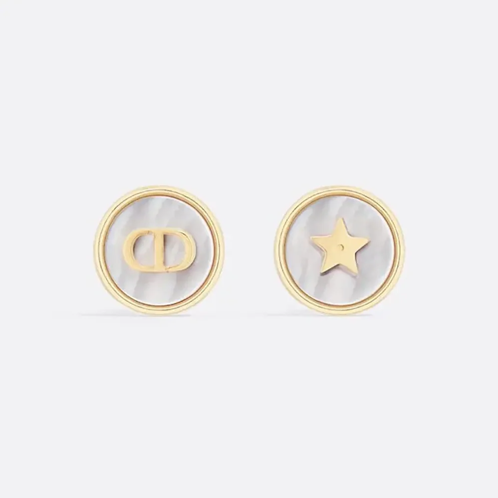 Dior D-Luck Stud Earrings Gold-Finish Metal and White Mother-of for Women in Pearl Dior D-Luck Stud Earrings Gold-Finish Metal and White Mother-of for Women in Pearl