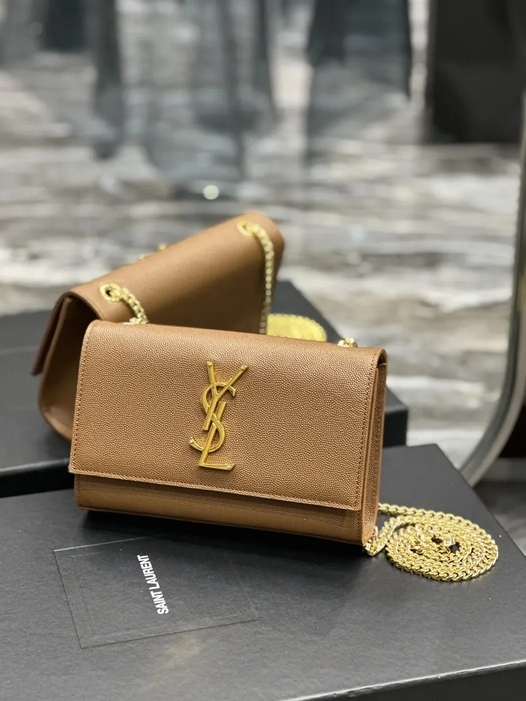 Saint Laurent Kate Small Chain Bag Brown /