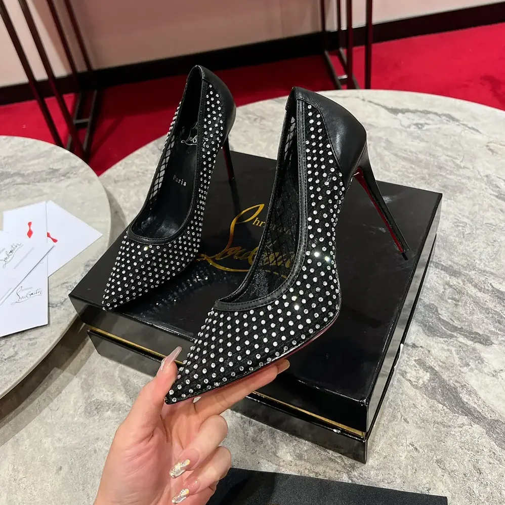 Christian Louboutin Apostropha Mesh Strass 80mm Pumps for Women in Black