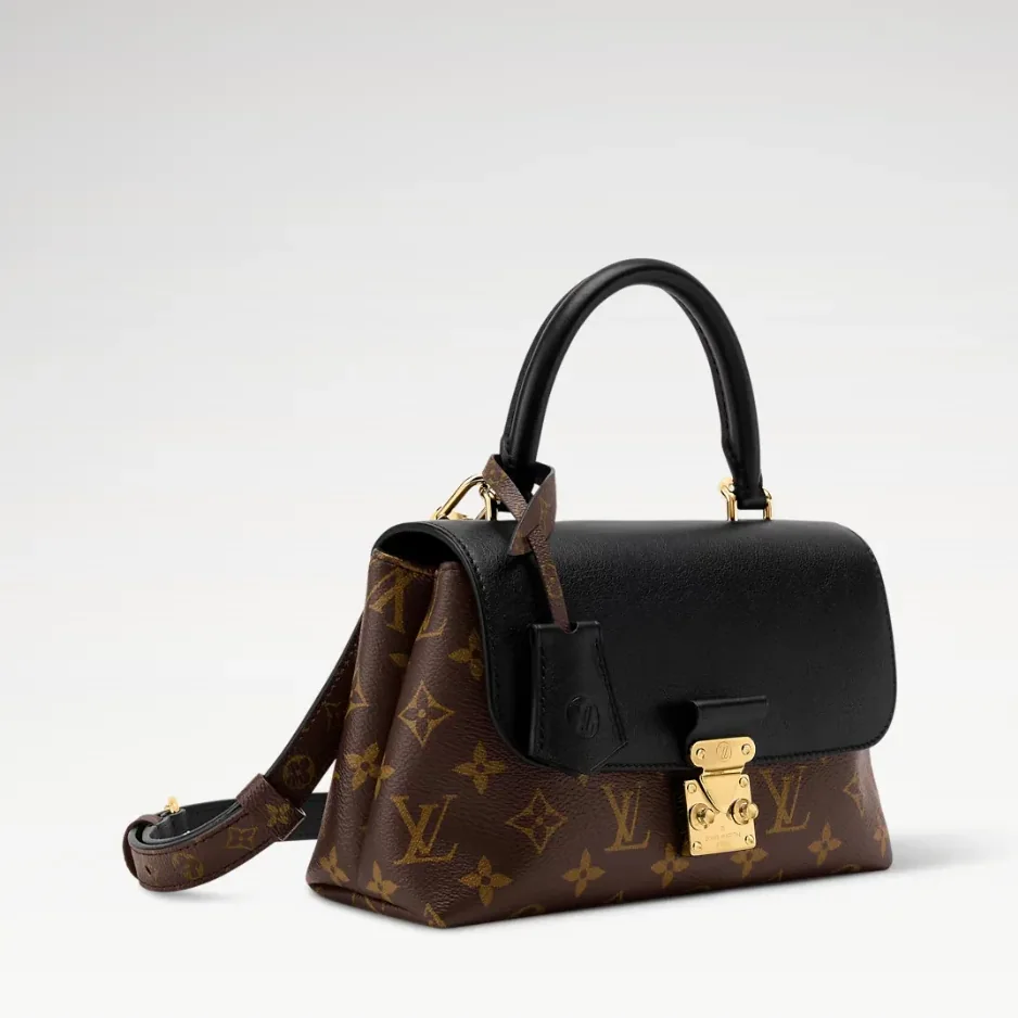 Louis Vuitton Madeleine BB Top Handle Bag in Black Monogram Gold Hardware