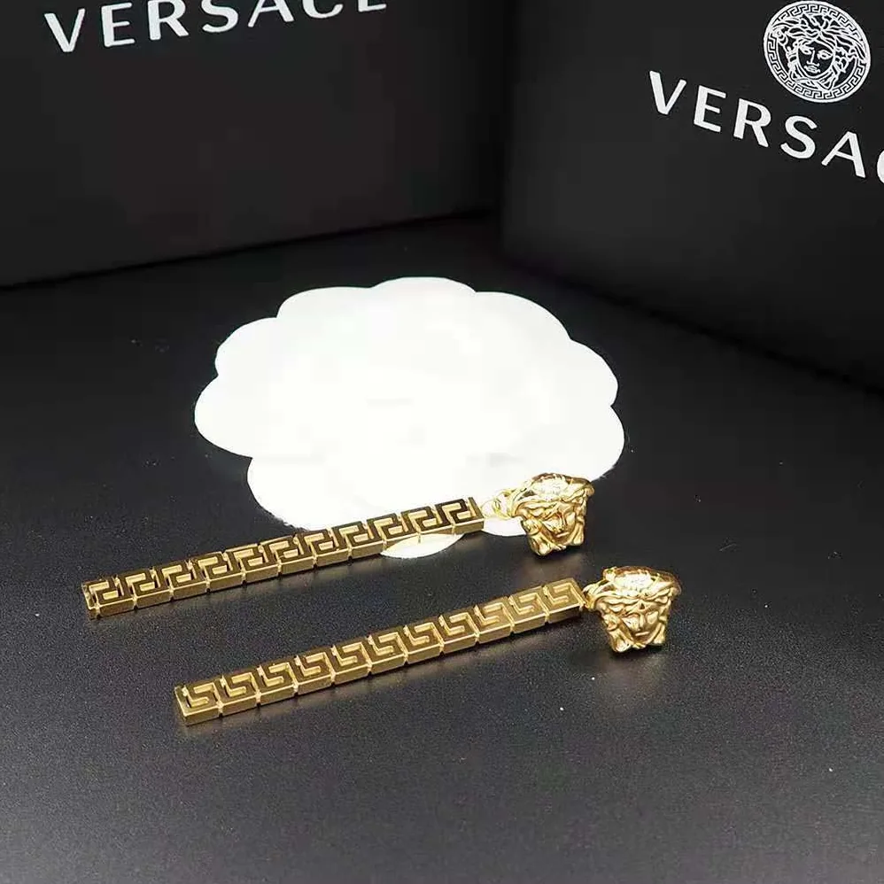 Versace Greca Drop Earrings for Women in Gold