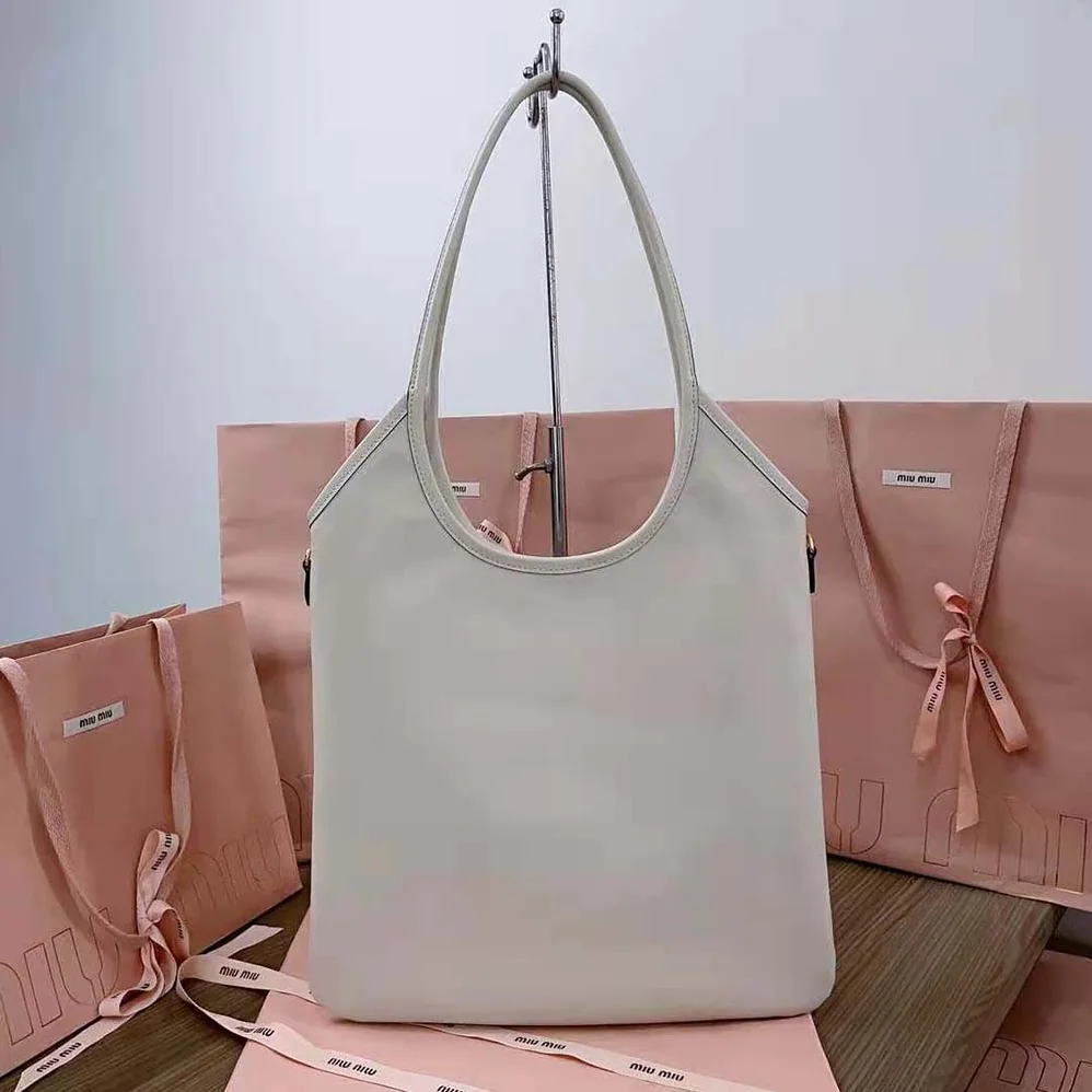 Miu Miu IVY Leather Bag with Leather Lettering Logo for Women in White