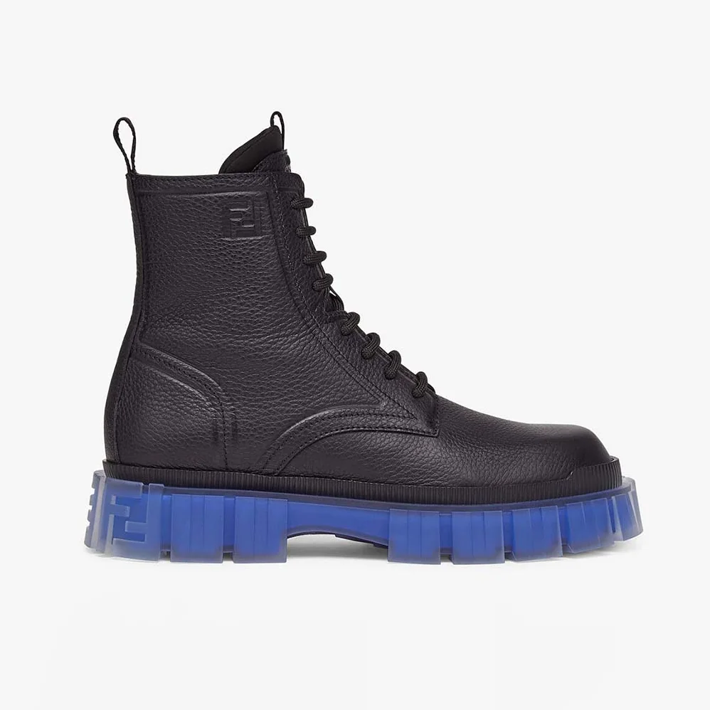 Fendi Force Black Leather Ankle Boots for Women