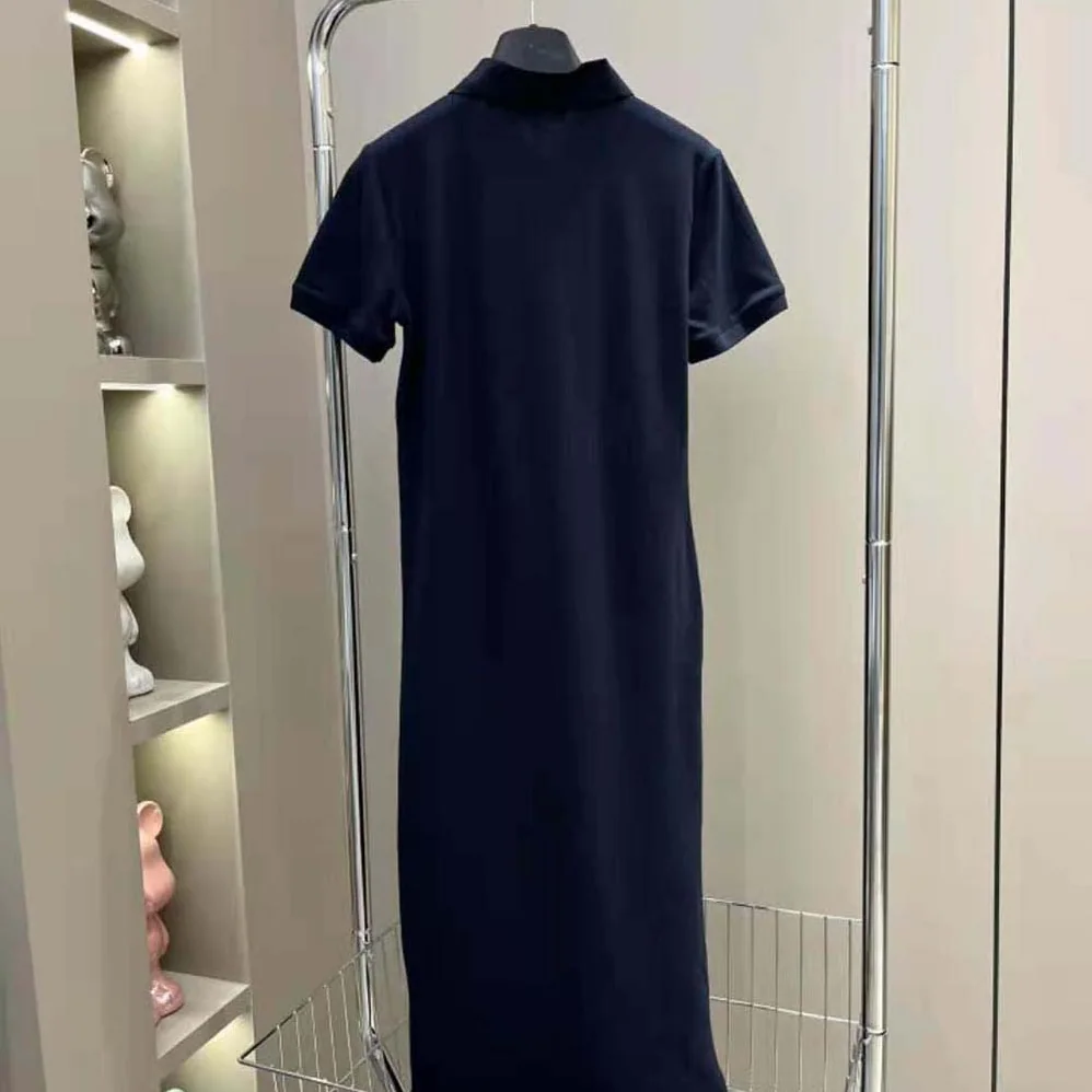 Prada Piqué Midi-dress with Fabric Triangle Logo for Women in Navy
