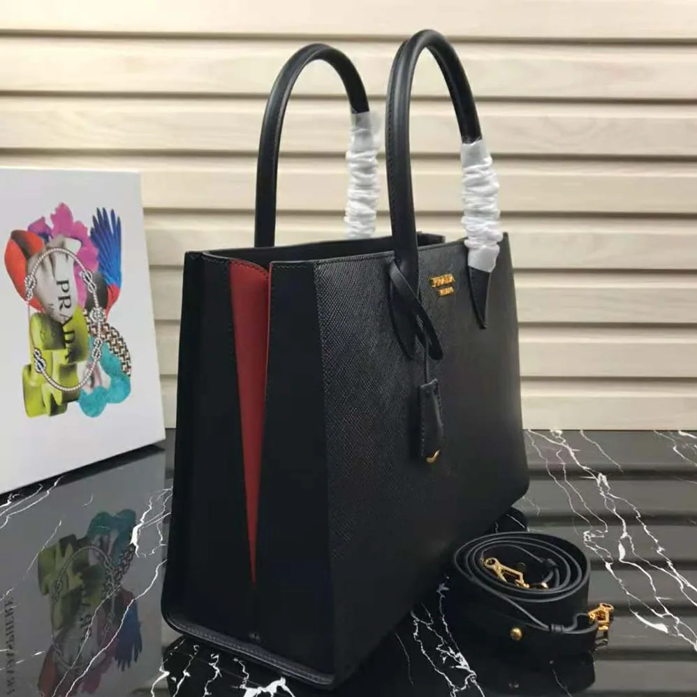 Prada Large Saffiano Leather Handbag for Women in Black Prada Large Saffiano Leather Handbag for Women in Black