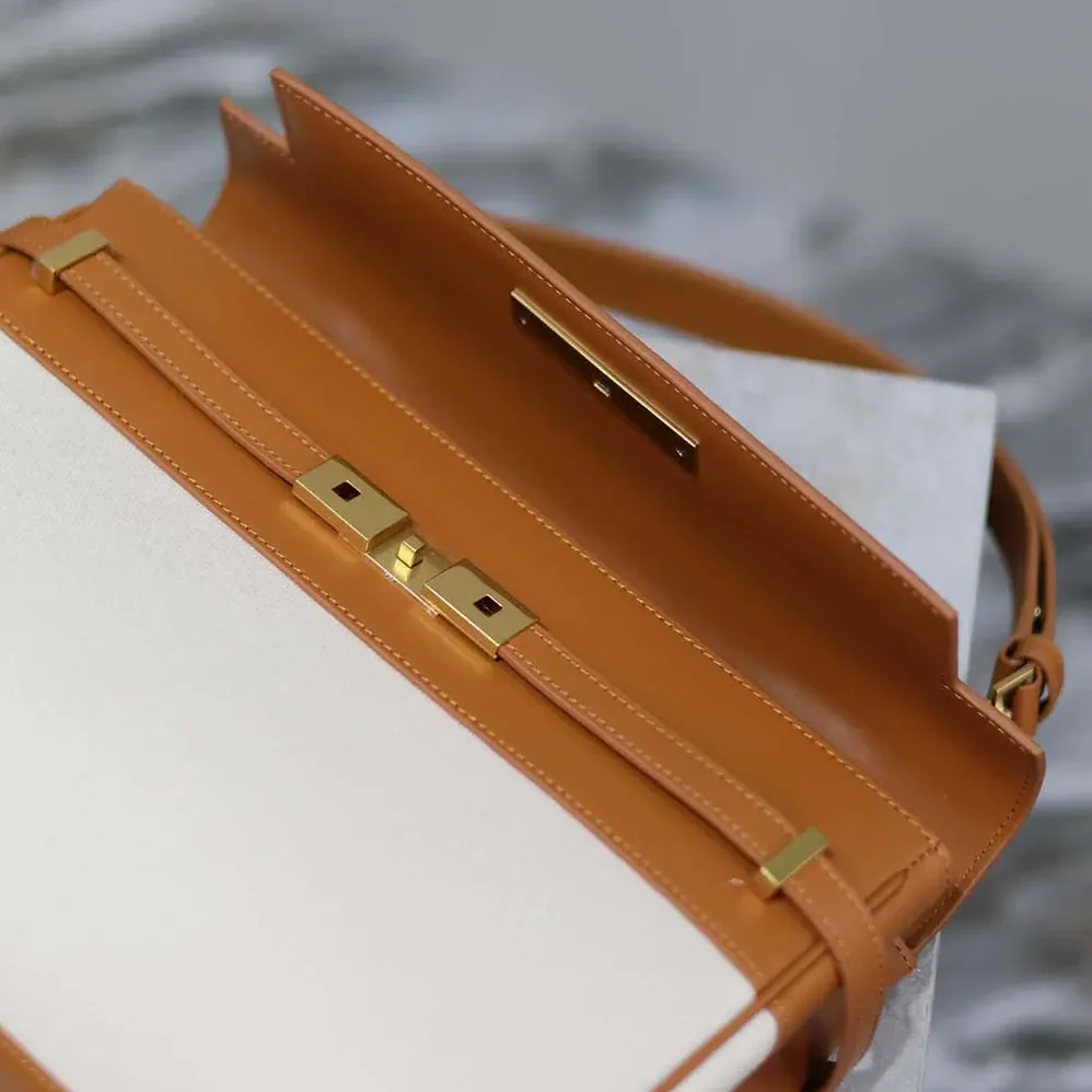 Saint Laurent YSL Manhattan Top Handle in Canvas and Leather for Women