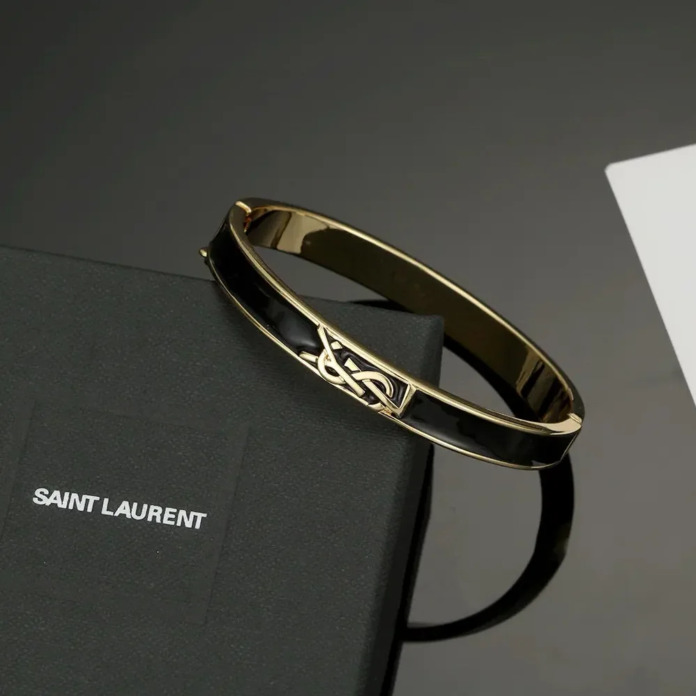Saint Laurent YSL Cassandre Bracelet in Python and Metal for Women Saint Laurent YSL Cassandre Bracelet in Python and Metal for Women