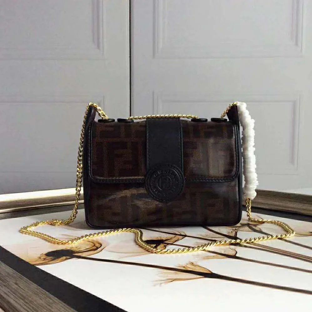 Fendi Mini Double F Brown Canvas Bag for Women Fendi Mini Double F Brown Canvas Bag for Women