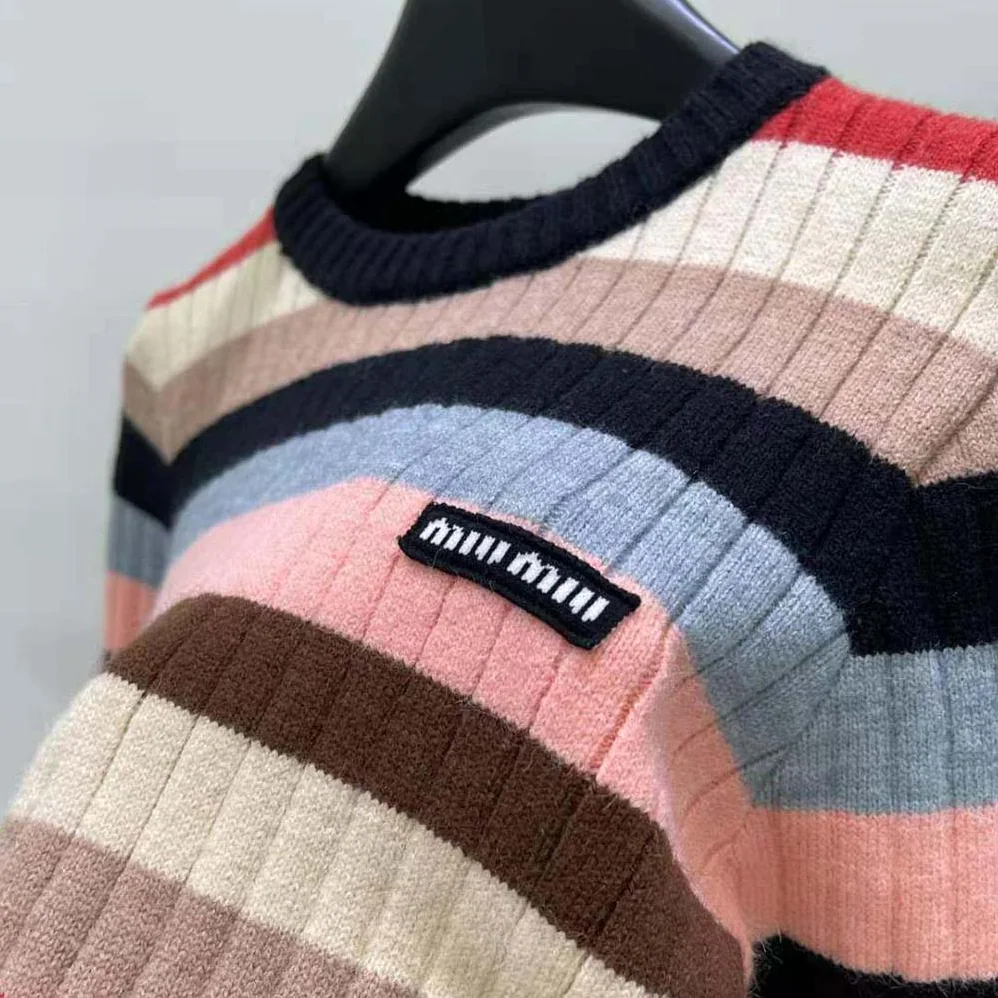 Miu Miu Cashmere Sweater with Logo Patch for Women