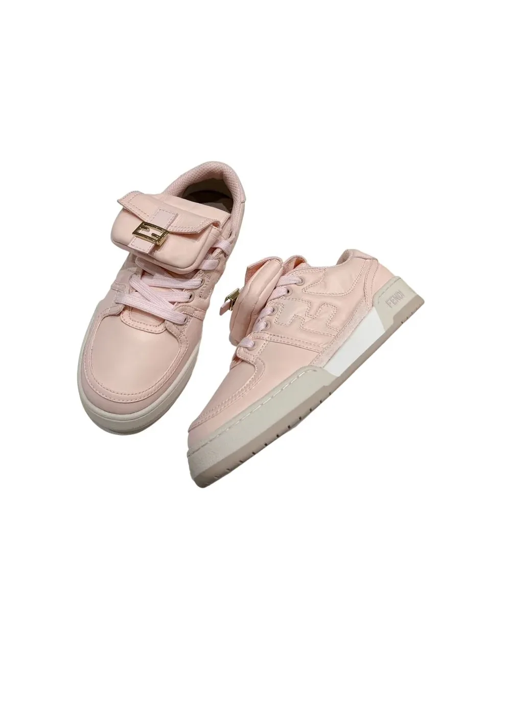 FD Fendi Match Lace-Up Low in Top Sneakers Pink FD Fendi Match Lace-Up Low in Top Sneakers Pink