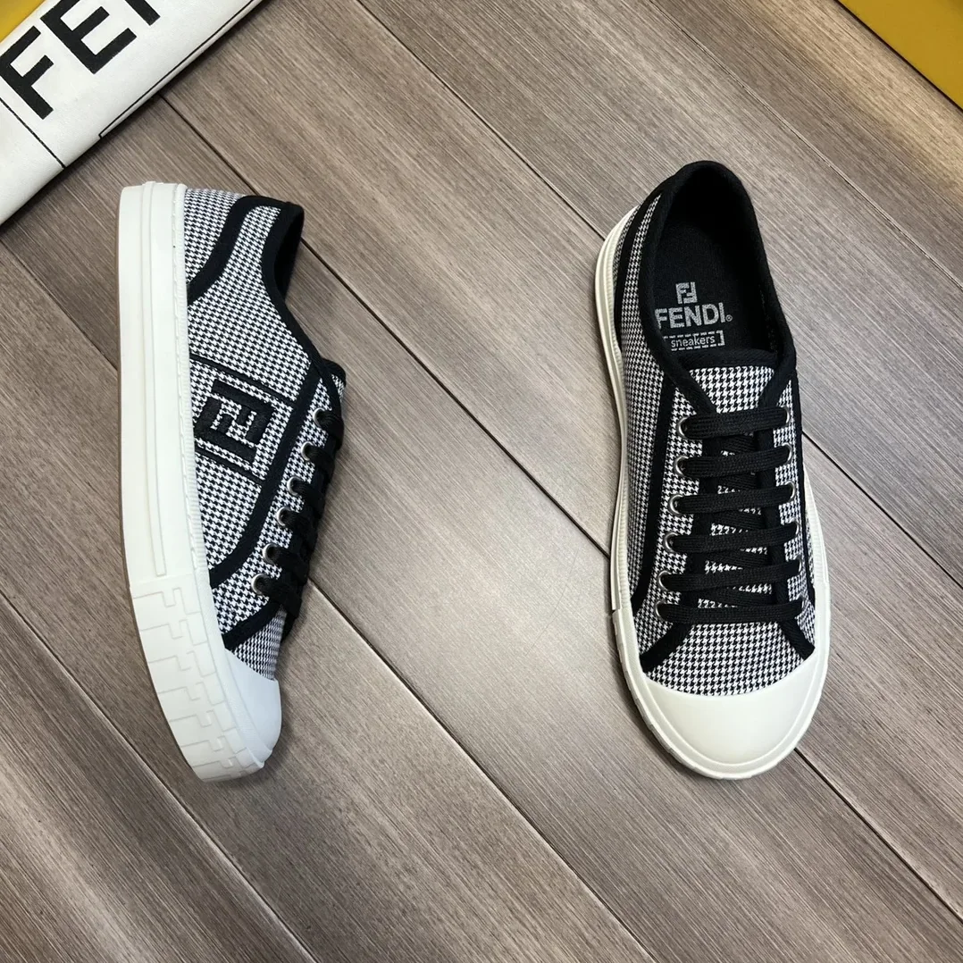 Fendi FD Domino Fabric Low-Tops Sneakers Black 7E1553AKX2F1DVL