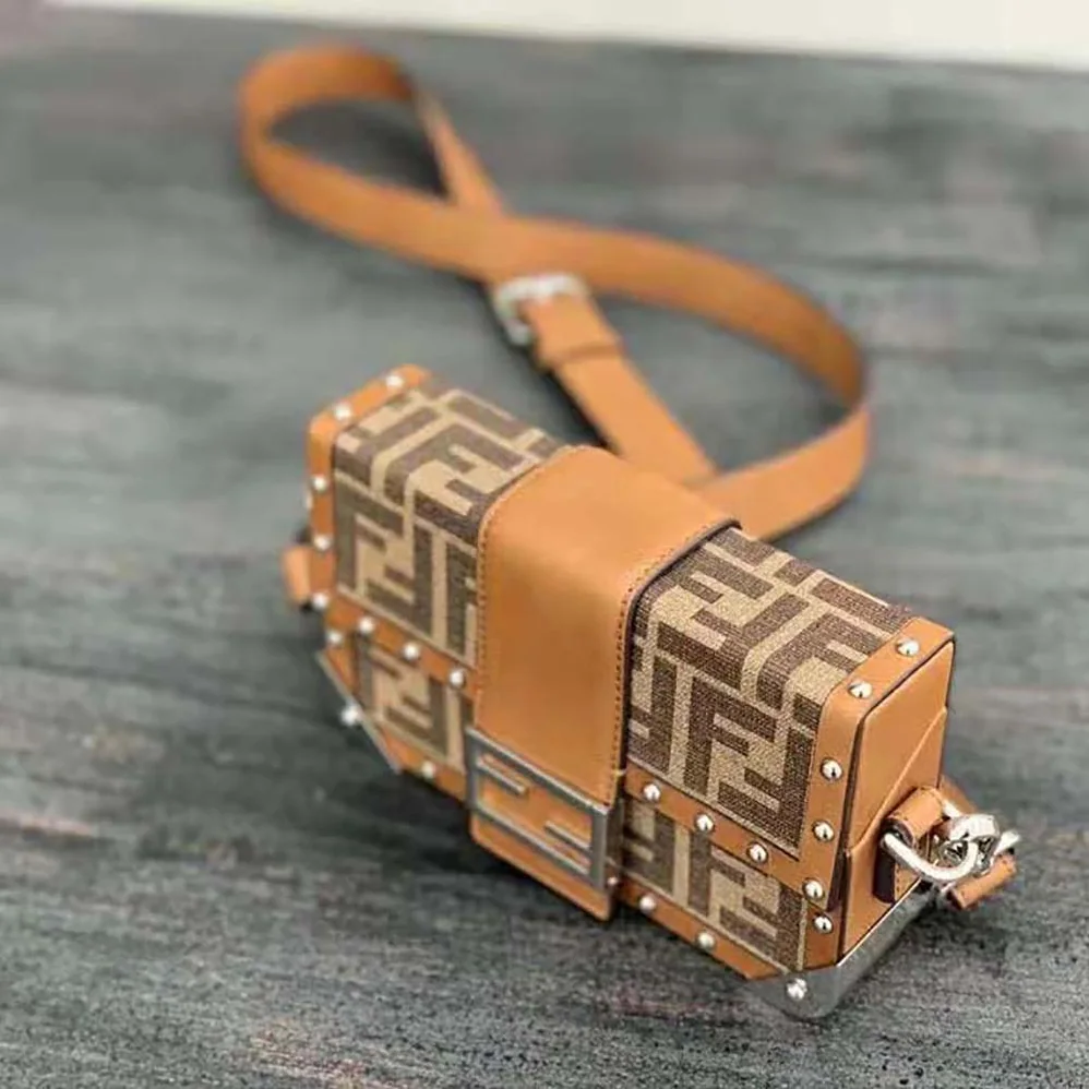 Fendi Baguette Trunk Mini Brown Fabric Bag for Men