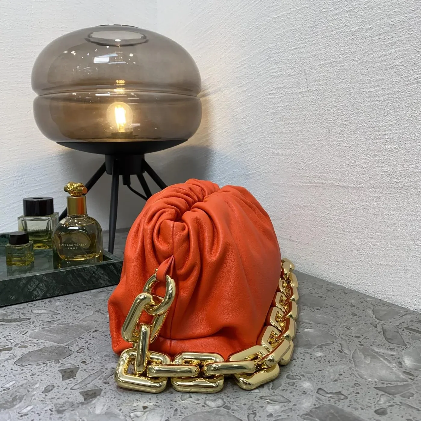Bottega Veneta Chain Pouch Orange