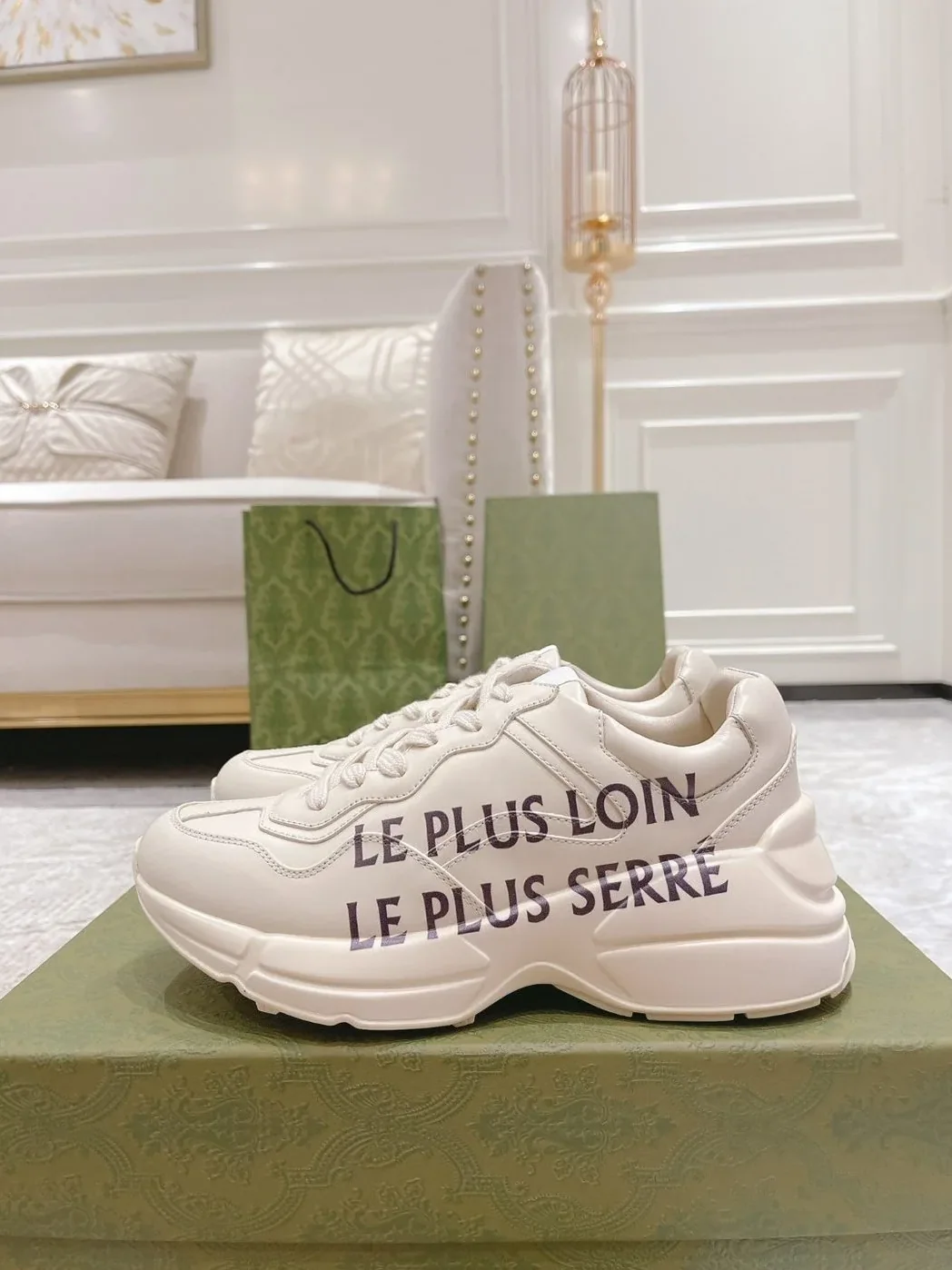 Gucci Printed Rhyton Sneaker White Gucci Printed Rhyton Sneaker White