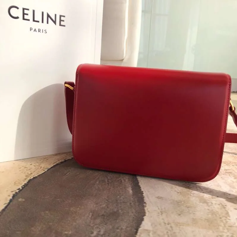 Celine Lady Medium Triomphe Bag in Shiny Calfskin in Red Celine Lady Medium Triomphe Bag in Shiny Calfskin in Red