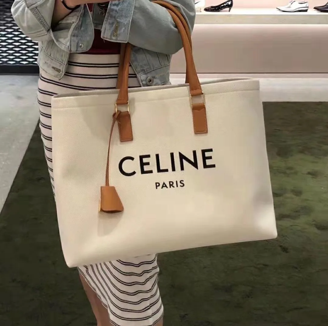 Celine Horizontal Cabas Celine in Canvas with Print for Women in White