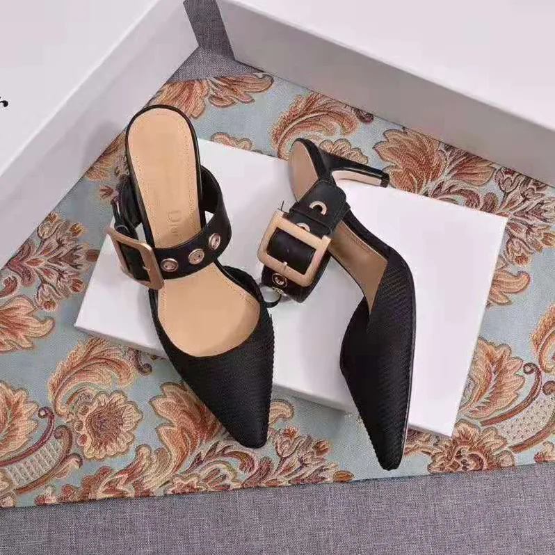 Dior D-Dior Mule Technical Canvas Calfskin 6.5 cm Heel for Women in Black